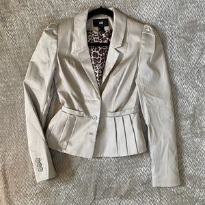 H&M Pleated Blazer with animal print lining